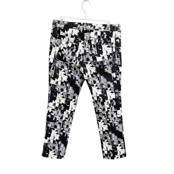 Tibi Arel Contrast Black White Slim Trousers Stretch Pants NWT Size 4 - Picture 2 of 9